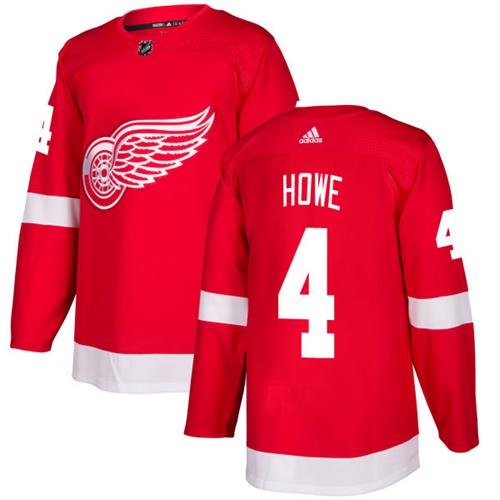Adidas Red Wings #4 Gordie Howe Red Home Authentic Stitched NHL Jersey